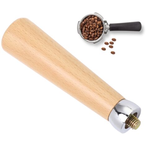 Manche Portafilter Café M10 Bois de Hêtre Flat Base avec Serrage, pour Machine Café Expresso (1/5)