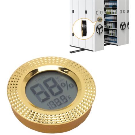 Hygromètre/Thermomètre Digital Insértable pour Humidor à Cigares avec Cadre Métallique Doré - ABS, Diamètre 50mm, CR2032 (1/5)