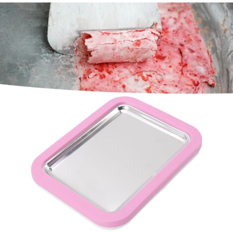 Plaque à Glacé DIY Fait Main Sans Electricité [Grand Format Aluminium] avec Deux Pelles en Plastique pour Crèmes Glacées Roulées