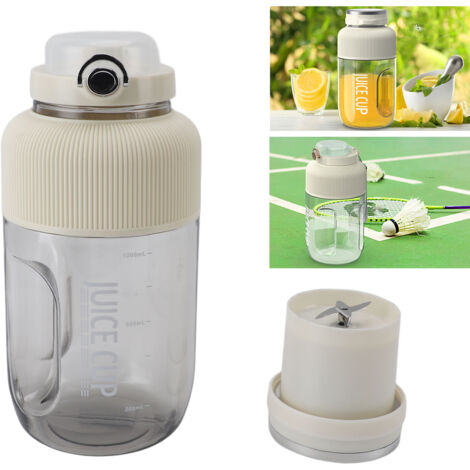 Extracteur de Jus Portable Wireless 1.2L Juicer Cup Multi-Fonction Blender Blanc PP PC 75W avec Batterie 1500mAh et Kit (Cup, Straws, Lid, Cable, Manuel) (1/5)