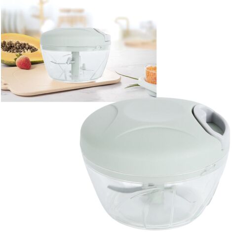 Cutter de légumes Manuel avec corde de traction - ABS et Inox, 500 ml Vert, Moulin à fruits et viande, Accessoire de cuisine multifonction (1/5)