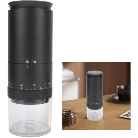 Moulin à Café Electrique USB Rechargeable Capacité 110ml 38 Niveaux de Mouture Boîte Amovible Noir ABS (1/5)