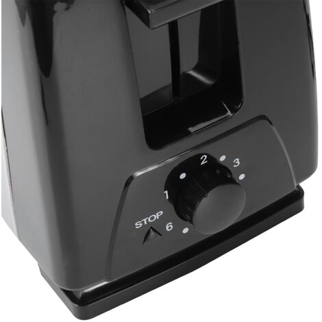 Grille-Pain 2 Tranches 650-850W 6 Tempéraments Noir ABS et Inox - Machine Cuisine Petit Espace (1/5)