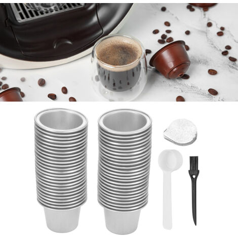 Set de 50 capsules café 15ml avec opercules aluminium et accessoires (cuillère, brosse) pour conservation optimale (1/5)