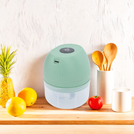 Hachoir électrique mini portable sans fil - Processeur alimentaire multifonction 250ml pour légumes et oignons - Vert clair (1/5)