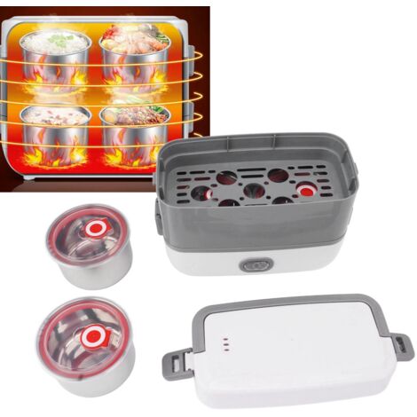 Boîte à Lunch Électrique Portable, modèle 2 Étages 4 Cuves Inox Leakproof, pour Bureau Voyage (1/5)