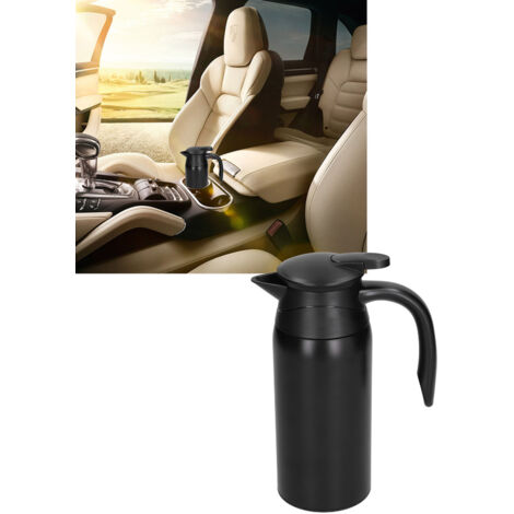 Bouilloire Électrique Portable 800ml avec Socle - Grande Capacité, Matière Stainless Steel, Chauffage Insulation, Double Mode Automatic/Normal, Compatible 12V/24V pour Voiture, Noir Matte - Kettle pou (1/5)