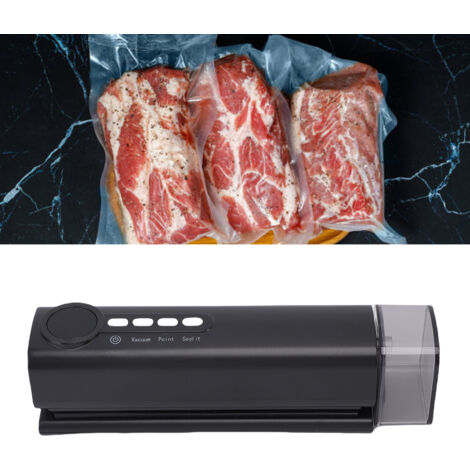 Machine d'emballage sous vide sans fil multifonctionnelle noir ABS 1200mAh avec contrôle de température ajustable pour la conservation des aliments (1/5)