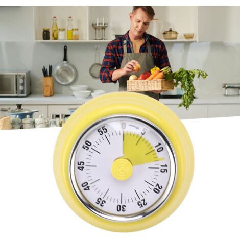 Compteur Mécanique Minuteur Temps Visual en Acier Inoxydable avec Disque Jaune Pâle et Fonction Magnétique pour Bureau École Cuisine (7.3cm) (1/5)