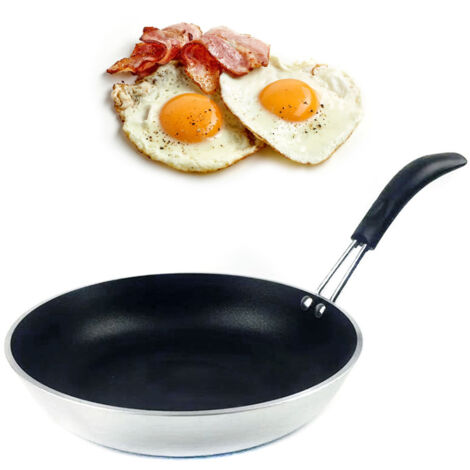 Poêle en aluminium antiadhérent résistant à haute température avec fond plat 18cm universelle pour tables à induction + cuisson facile & uniforme + durable pour usage professionnel ou familial. (1/5)