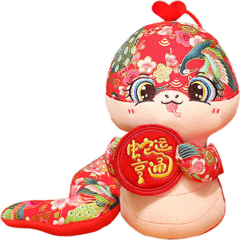 Peluche - Figurine Serpent Zodiac Fleuri 8 pouces - Jouet Cadeau Année du Serpent Rouge pour Événement Célébration (1/3)
