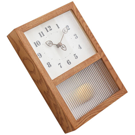 Horloge Murale Japonaise Retro Cadre Bois Noyer Verre Pendule Rectangulaire Déco Maison Salon Cuisine Bureau (1/5)
