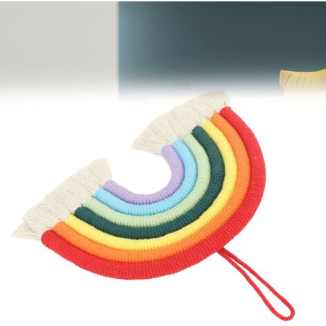 Arc mural rainbow macramé BZ-701 décor mural 7 couleurs tissé main avec franges pour maison et décoration photo (1/5)