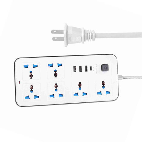 Multi prise avec 6 sockets AC 3 ports USB 1 port USB-C cordon 6 pieds pour bureau maison (1/5)