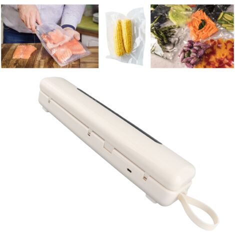 Machine de scellage sous vide automatique compacte pour emballage alimentaire - Blanc - 1 machine, 10 sacs, 380x70mm, ABS, batterie Li 1500mAh (1/5)