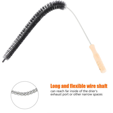 Brosse pour conduit de sèche-linge flexible longue pour nettoyer lint poussière obstruction - 77cm aluminium bois fibre 1x (1/5)