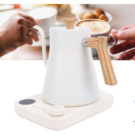 Bouilloire Électrique à Bec Cygne - Contrôle Précis de Température LCD - 900ML - 304 Inox - 1200W - Blanc - USA 110V (1/5)