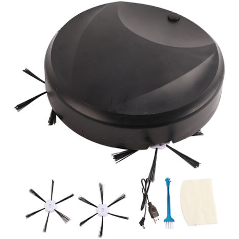 Aspirateur Robot Intelligent et Silencieux Noir avec Deux Modes (Aspiration et Lavage) et Boîte à Poussière Grande Capacité à Recharge USB (1/4)