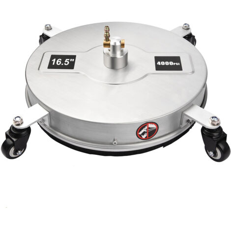 Laveur de surface pour nettoyeur haute pression [15" Stainless steel avec 3 roues & raccord rapide] - 4000 PSI pour béton et dalles (1/5)