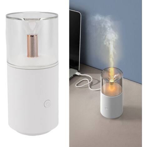 Diffuseur & Humidificateur USB - Mini Diffuseur d'Huiles Essentielles avec Ambiance Lumière pour Voiture, Bureau & Maison - ABS/PP - Blanc - 220g - 16x7cm (1/5)