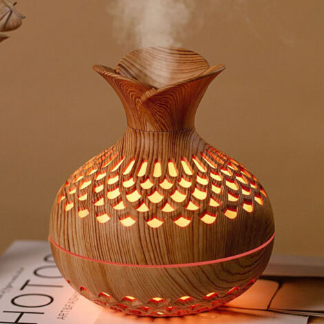 Humidificateur USB 300ml en Bois avec 7 Lumières, Mode Spray Continu/Intermittent, ABS/PP, SX E342 (1/5)