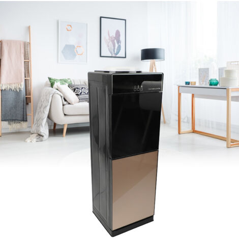 Fontaine à eau sur pied avec résistance chauffante et réfrigération par thermopompe pour bureau ou maison, modèle Premium avec verre trempé et système de chargement supérieur - dimensions 86.4x27x26cm