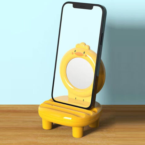 Porte-Téléphone de Bureau Cartoon Animal (Plastique, Yellow) - Support Adjustable Angle pour Smartphones et Tablettes, Portable pour Bureau & Voyage (1/5)