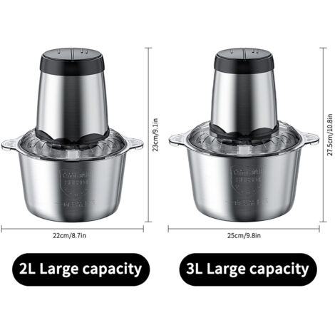 Hachoir électrique et mélangeur multifonction Aoresac avec moteur 300W et couteaux en acier inoxydable - Capacité 3L, 2 vitesses pour viande et légumes (1/5)
