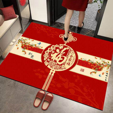 Tapis de Porte Rouge pour Nouvelle Année Tapis de Bienvenue Bonne Chance Impliqué Signification pour Maison Fête Style 12 80x120cm (1/5)