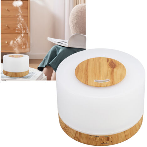 Humidificateur de Bureau 500ml Bois LED 7 Couleurs 35dB Diffuseur Huiles Essentielles Remote Contrôle 100‑240V EU Plug (1/5)