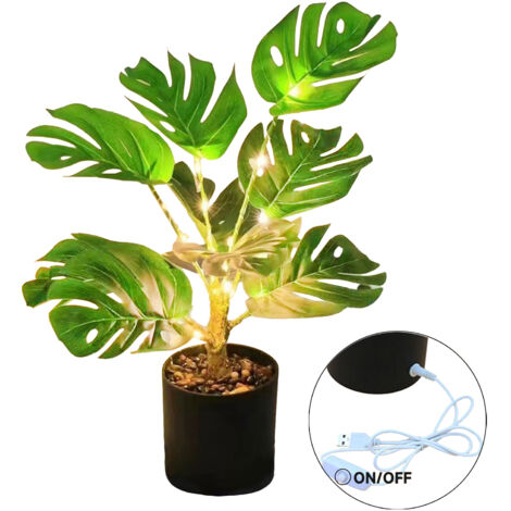 Lampe de Nuit LED Modèle 01 Plante Verte Simulée en Pot Lumière Douce Bureau & Chambre USB Desktop Ornament (1/5)