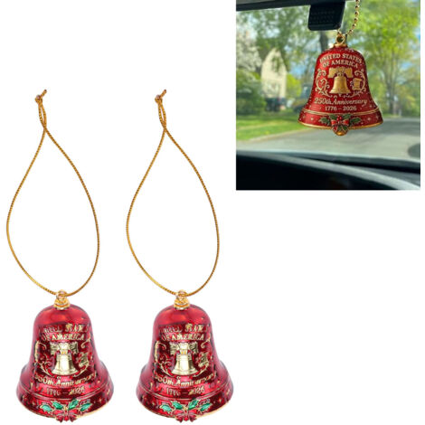 Ornement Cloche Anniversaire Metal - 250ème Anniversaire Or - Rouge - Lot 2 Pièces (1/5)