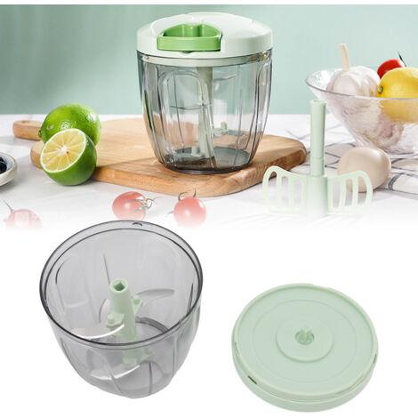 Hachoir Manuel Multifunction Avec Coupe-Légumes et Presse-Àil en Acier Inoxydable 900ml PP PS Pour Cuisine (1/5)