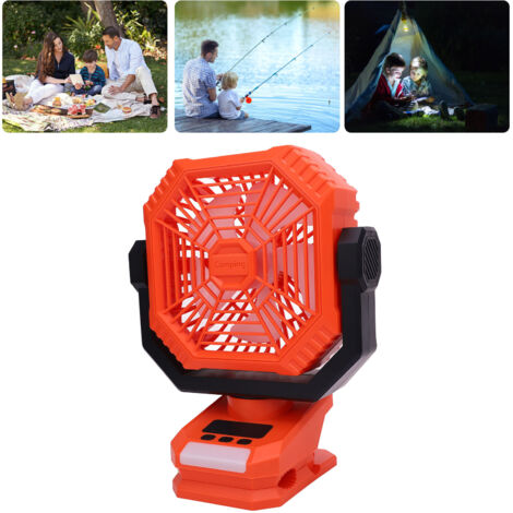 Ventilateur de Camping Portable avec Lumière 8000mAh, Batterie Rechargeable, Hook Accrochable pour Tent, Outdoor, Fishing, Picnic et Car (1/5)