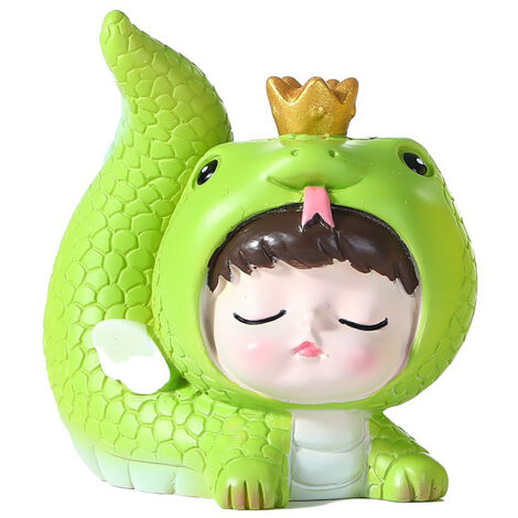 Figurine Résine Serpent Nouveau avec Couronne - Déco Maison/Voiture Mascotte Zodiac 1094 Jouet Bébé Serpent Amusant (1/5)