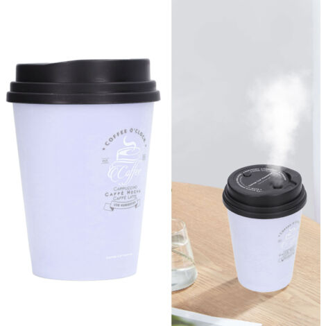 Humidificateur USB 300ml Coffee Cup - Modèle PP silencieux (≤30dB) autonome portable compact pour bureau maison auto violet (1/5)