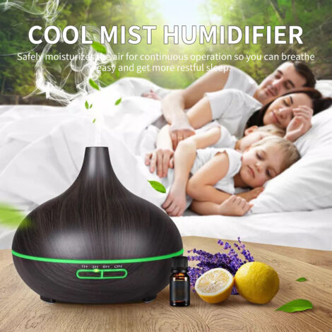 Diffuseur d'Huiles Essentielles 550mL avec Nuit Lumière Colorée Humidificateur Auto-Shut Off Remote Control pour Bureau Maison (1/5)