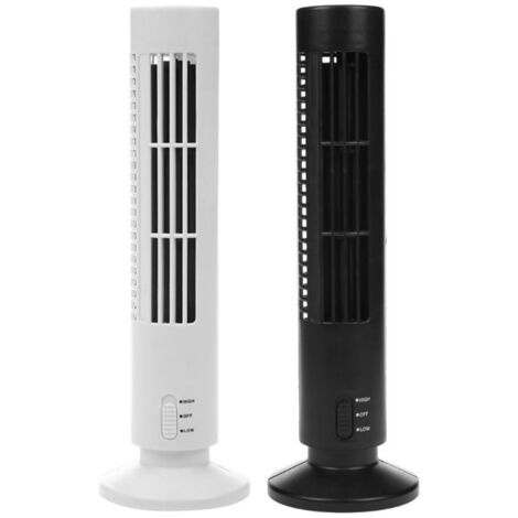 Ventilateur Portable à Colonne Verticale sans Lames - Mini Climatiseur USB de Bureau - Refroidisseur d'Air pour Maison Bureau - Ajustable 2 Vitesses - ABS 33cm Hauteur