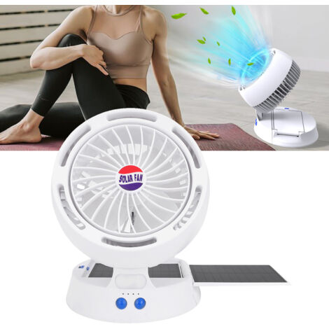 Ventilateur Solaire Camping avec LED 4 Vitesses - Angle Adjustable - Batterie 5200mAh - ABS - 1002g (1/5)
