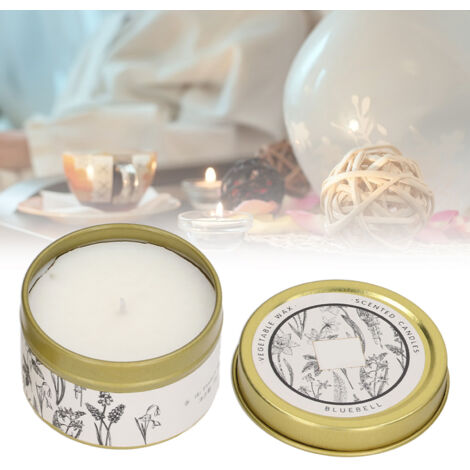 Bougie parfumée encens bleuet - Cire de soja végétale huile essentielle 70g dorée fer (1/5)