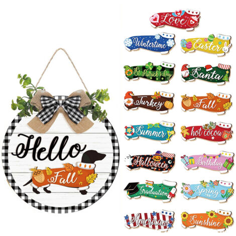 Plaque de Bienvenue Artisanale DIY Personnalisable - En Bois, Décor Coloré, Changable (Type B) (1/5)