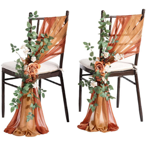 Kit Wedding Décor Artificiel [Tissu Toile + Fleurs Fausses] Pack 2 Sets Galerie Cadeau Mariage Fête (1/5)