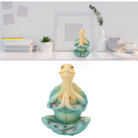 Décor de jardin en résine - Figurine Tortue marine en yoga méditation bleue - Tailles 2.8 x 3.9in / 127g (1/5)