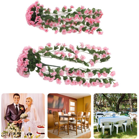 Fleurs Violette Artificielle Suspension 2 Pièces Plastique pour Décor Jardin Mariage Patio Intérieur/Extérieur Rose (1/5)