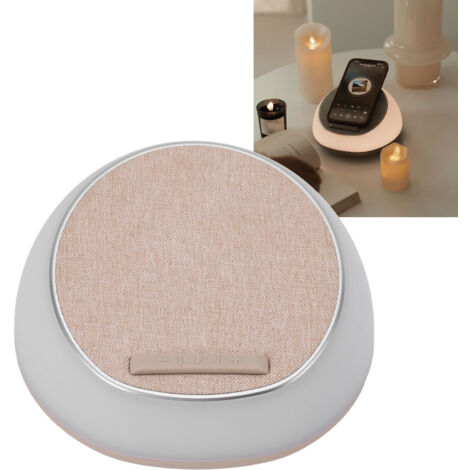 Lampe de bureau multifonction avec chargeur wireless, Bluetooth, support téléphone et lumière tamisable - LIGHTVERSE LB1 (ABS/PC, 170x184x90mm, Abricot) (1/5)