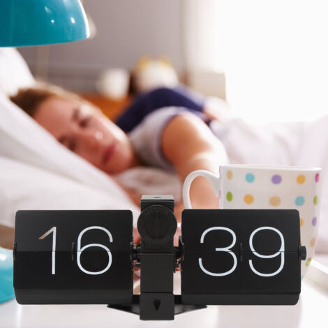 Horloge Flip Murale Retro Grande Nombres 24H Auto-Batterie Pivotant Stylé pour Salon Bureau Décoration Maison Horizontale Verticale (1/5)
