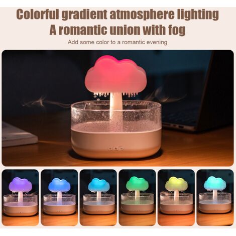 Humidificateur d’Ambiance Nuage de Pluie LED 7 Couleurs Automatique Diffuseur 200ml Blanc ABS-PP (1/5)