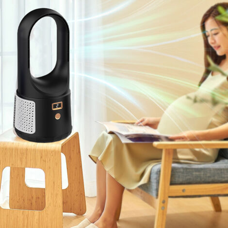 Ventilateur Colonne Sans Lames Charge USB 6 Vitesses Affichage LED Basse Noise Bureau Maison Bureau Dorm Noir ABS 850g (1/5)