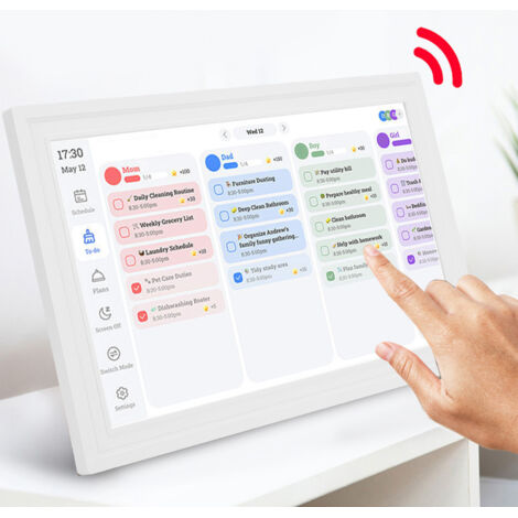 Cadre Photo Numérique Intelligent 15,6 Pouces Écran Tactile HD WiFi Cadre Digital Agenda Familial avec Application Android 9.0 Blanc Pur (1/5)