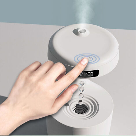 Humidificateur à Brume Fine Multifonction Smart Silencieux Grande Capacité Technologie Anti-gravité LED avec Affichage de l'Heure ABS Silicone Blanc 550g (1/5)